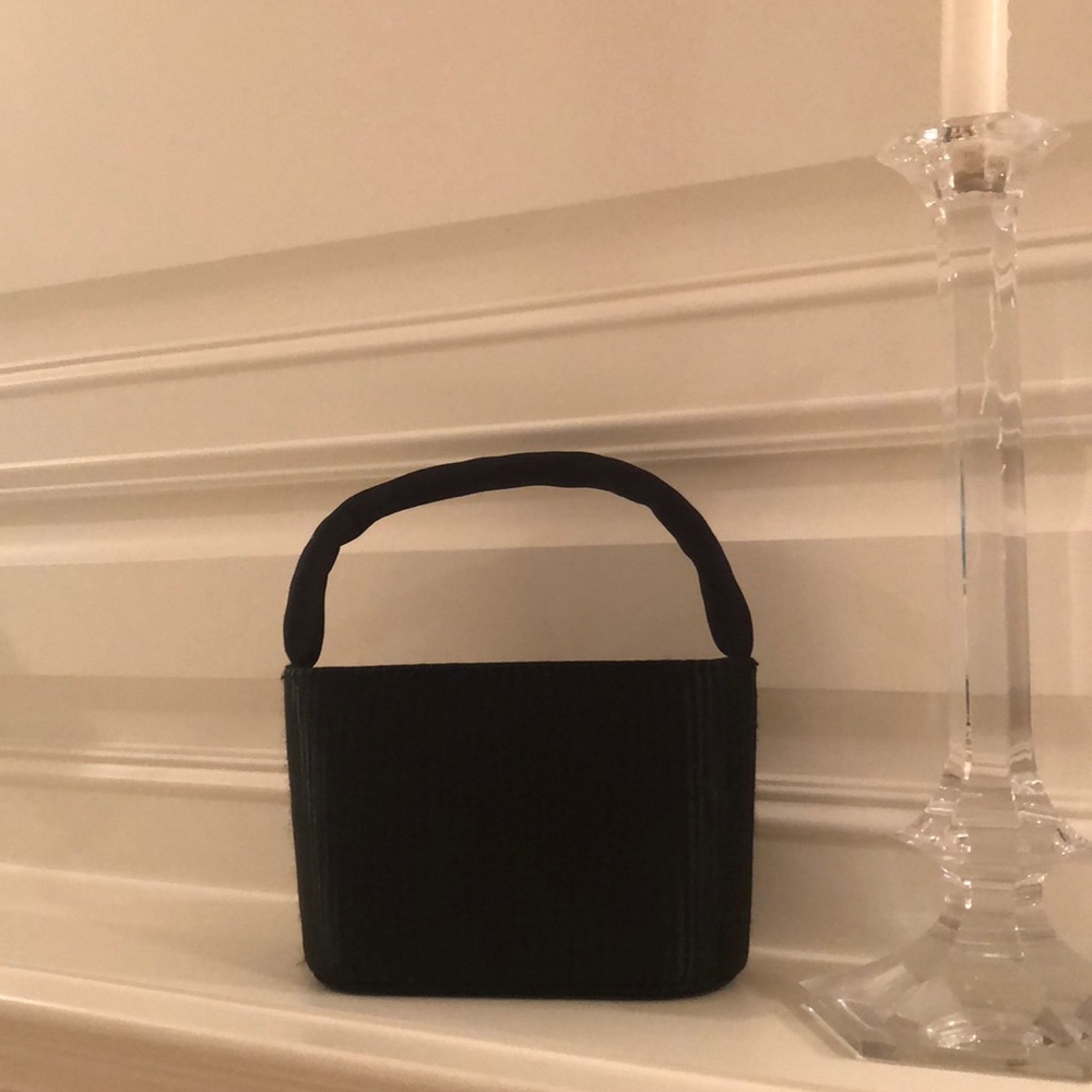 Small black satin evening bag